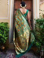 Thumbnail for Janasya Green Paithani Silk Woven Bagh Design Paithani Silk Saree - Distacart