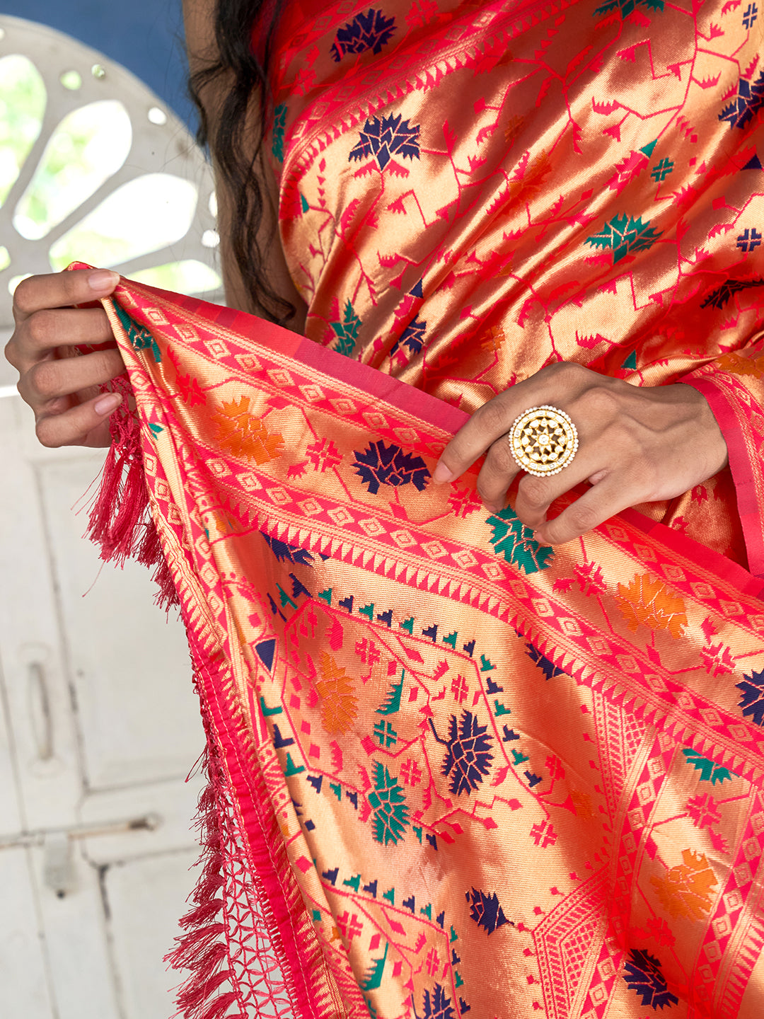 Janasya Pink Paithani Silk Woven Ethnic Motifs Paithani Silk Saree - Distacart