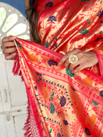 Thumbnail for Janasya Pink Paithani Silk Woven Ethnic Motifs Paithani Silk Saree - Distacart