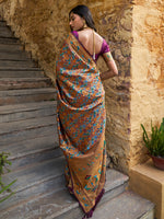 Thumbnail for Janasya Wine Paithani Silk Woven Bagh Design Paithani Silk Saree - Distacart