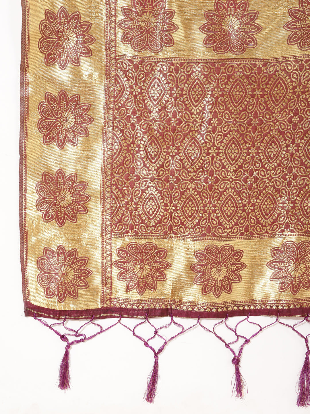 Janasya Wine Chanderi Silk Woven Paisley Chanderi Silk Saree - Distacart