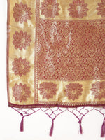 Thumbnail for Janasya Wine Chanderi Silk Woven Paisley Chanderi Silk Saree - Distacart
