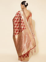 Thumbnail for Janasya Maroon Organza Floral Saree - Distacart