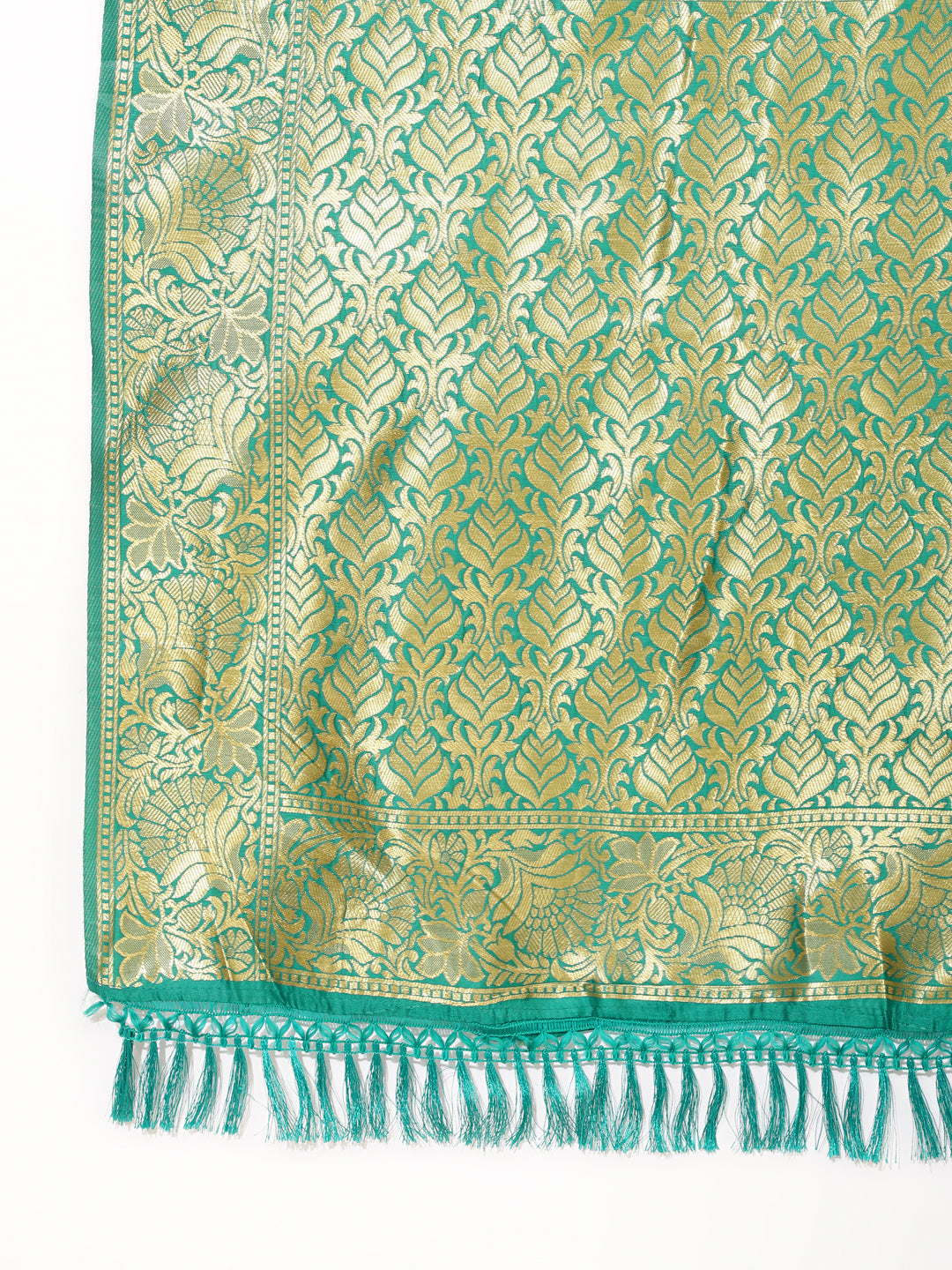 Janasya Rama Green Banarasi Silk Ethnic Motifs Woven Design Saree - Distacart