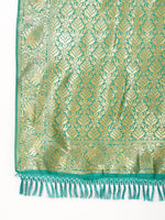 Thumbnail for Janasya Rama Green Banarasi Silk Ethnic Motifs Woven Design Saree - Distacart