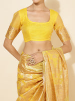 Thumbnail for Janasya Yellow Chanderi Silk Floral Woven Design Saree - Distacart