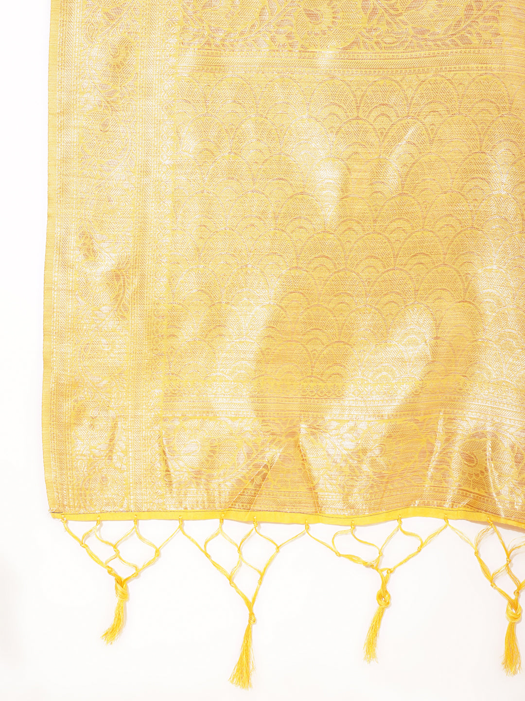 Janasya Yellow Chanderi Silk Floral Woven Design Saree - Distacart
