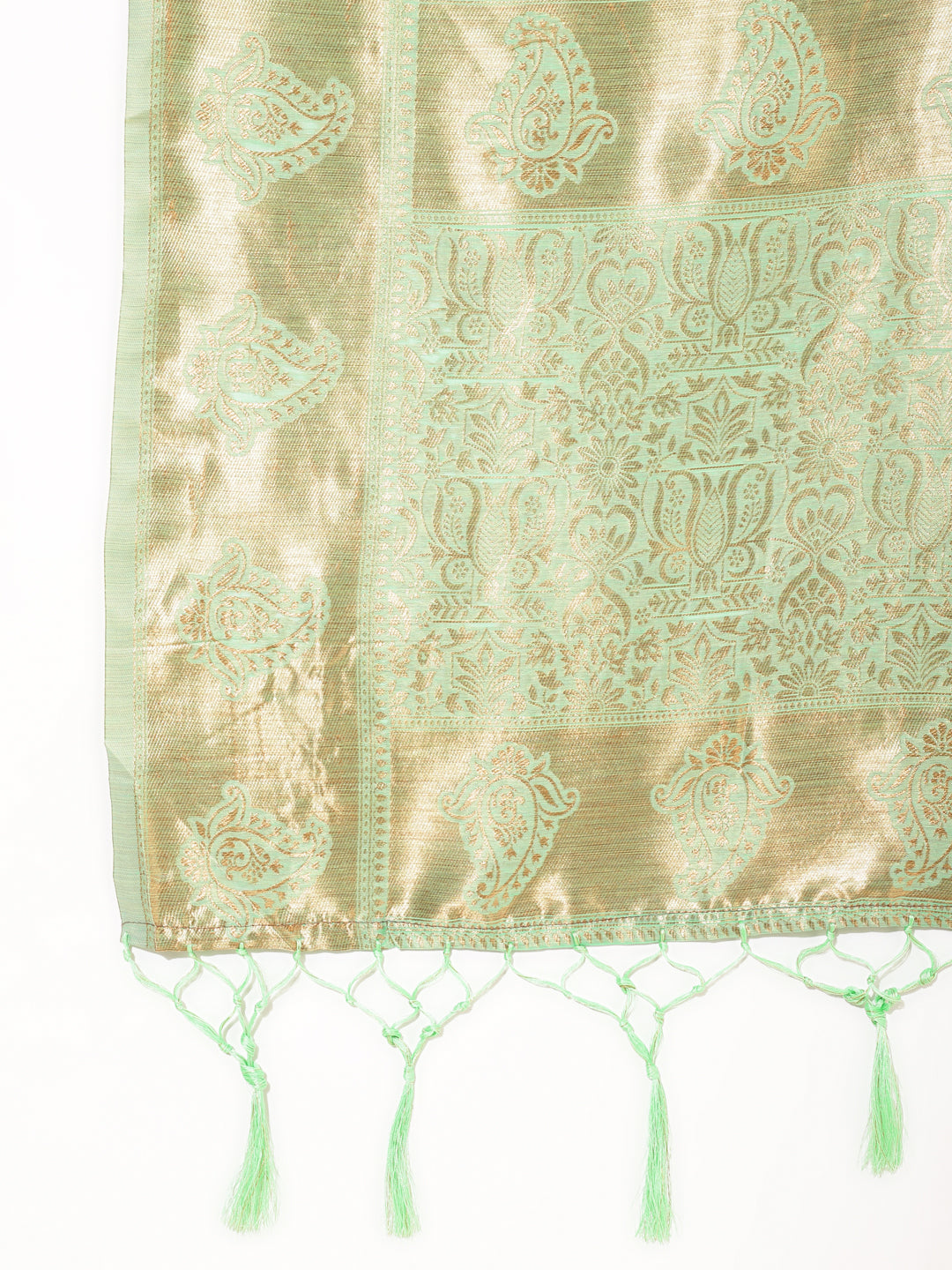 Janasya Light Green Chanderi Silk Floral Woven Design Saree - Distacart