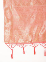 Thumbnail for Janasya Peach Chanderi Silk Floral Woven Design Saree - Distacart