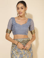 Thumbnail for Janasya Grey Chanderi Silk Floral Woven Design Saree - Distacart