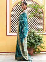 Thumbnail for Janasya Teal Green Banarasi Silk Woven Ethnic Motifs Woven Design Saree - Distacart