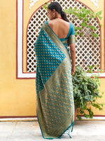 Thumbnail for Janasya Teal Green Banarasi Silk Woven Ethnic Motifs Woven Design Saree - Distacart