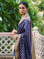 Thumbnail for Janasya Navy Blue Banarasi Silk Ethnic Motifs Woven Design Saree - Distacart