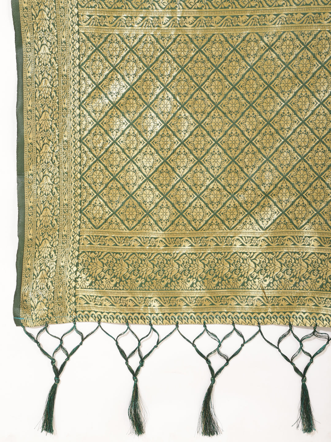 Janasya Green Banarasi Silk Ethnic Motifs Woven Design Saree - Distacart