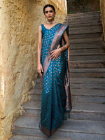 Thumbnail for Janasya Green Banarasi Silk Ethnic Motifs Woven Design Saree - Distacart