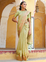 Thumbnail for Janasya Pista Green Silk Blend Woven Polka Woven Design Saree - Distacart
