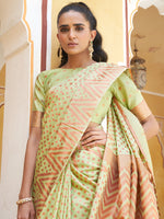 Thumbnail for Janasya Pista Green Silk Blend Woven Polka Woven Design Saree - Distacart