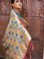 Thumbnail for Janasya Pink Cotton Silk Woven Ethnic Motifs Patola Saree - Distacart