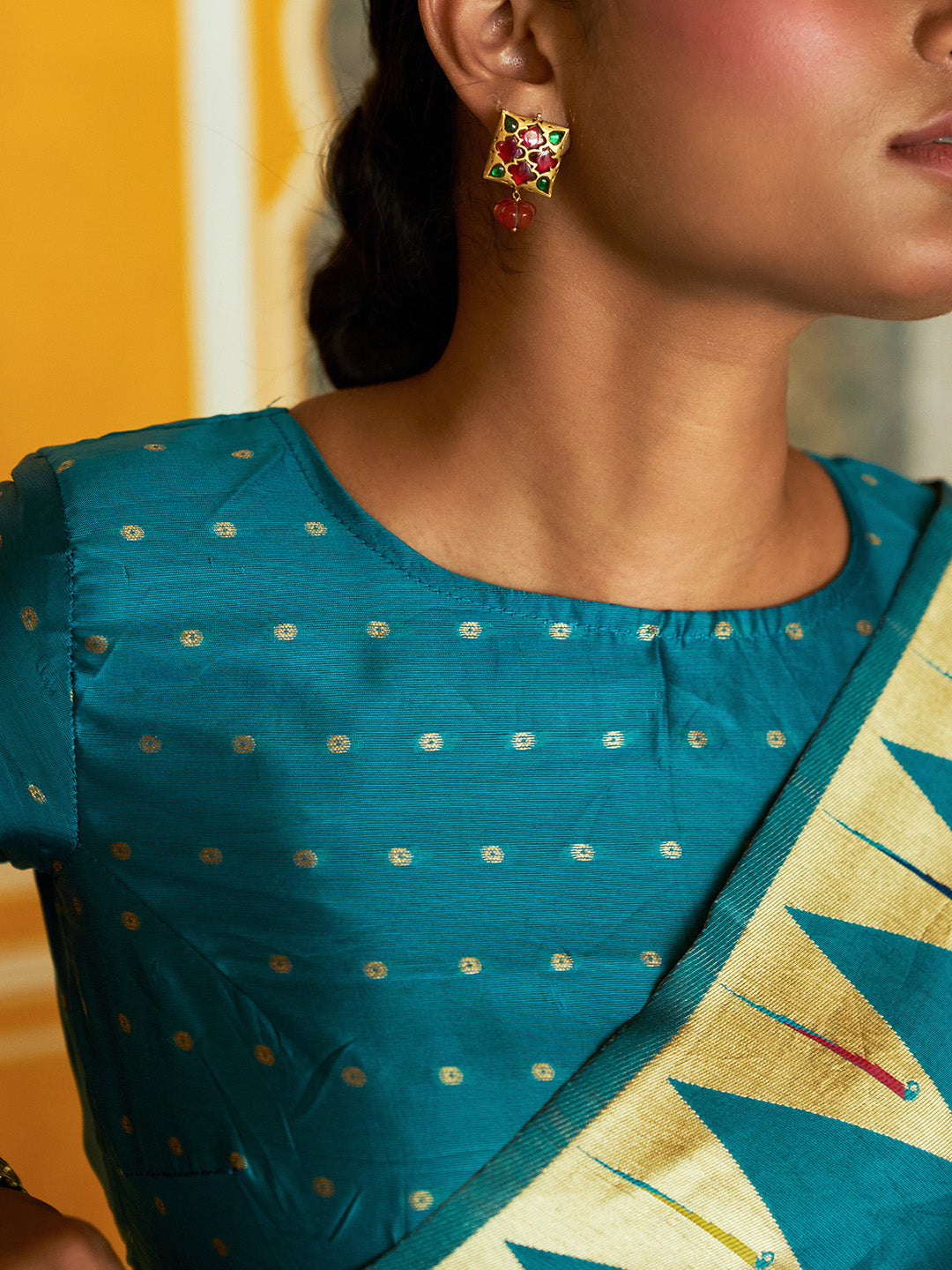 Janasya Teal Paithani Silk Ethnic Motifs Paithani Silk Saree - Distacart