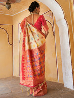Thumbnail for Janasya Beige Cotton Silk Woven Design Patola Saree - Distacart
