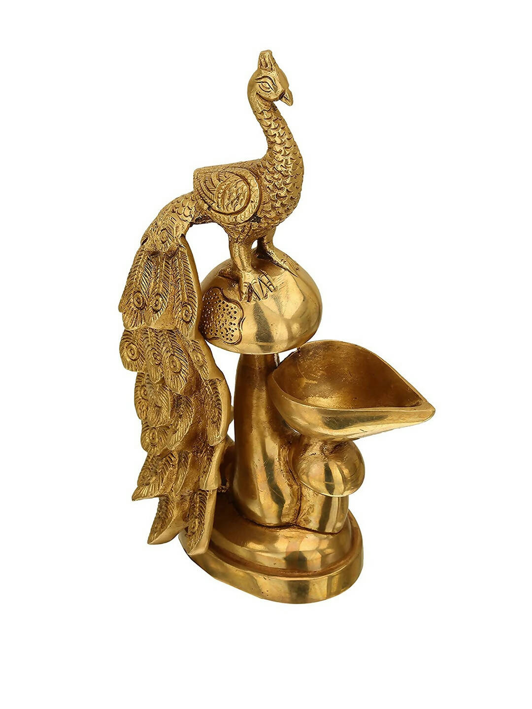 Craftvatika Gold-Toned Brass Diya Oil Lamp Peacock Hanging Diya - Distacart