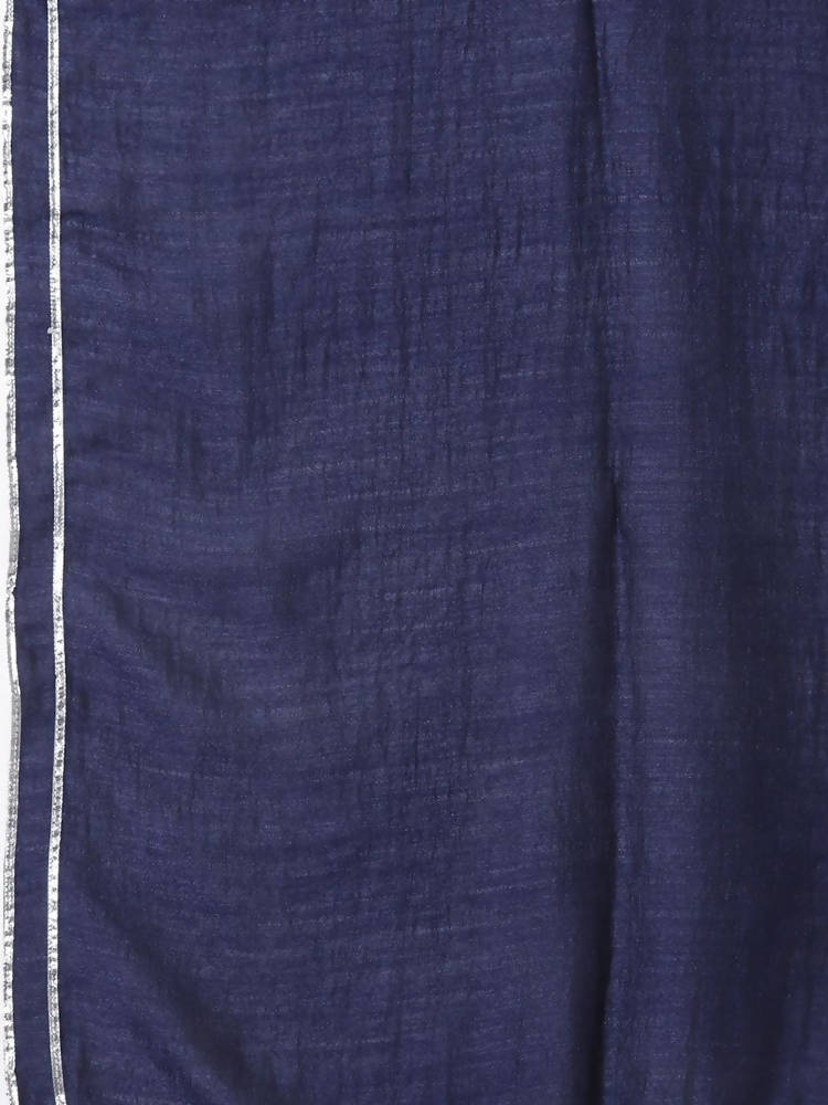 Myshka Blue Color Silk Blend Printed Kurta With Dupatta Set