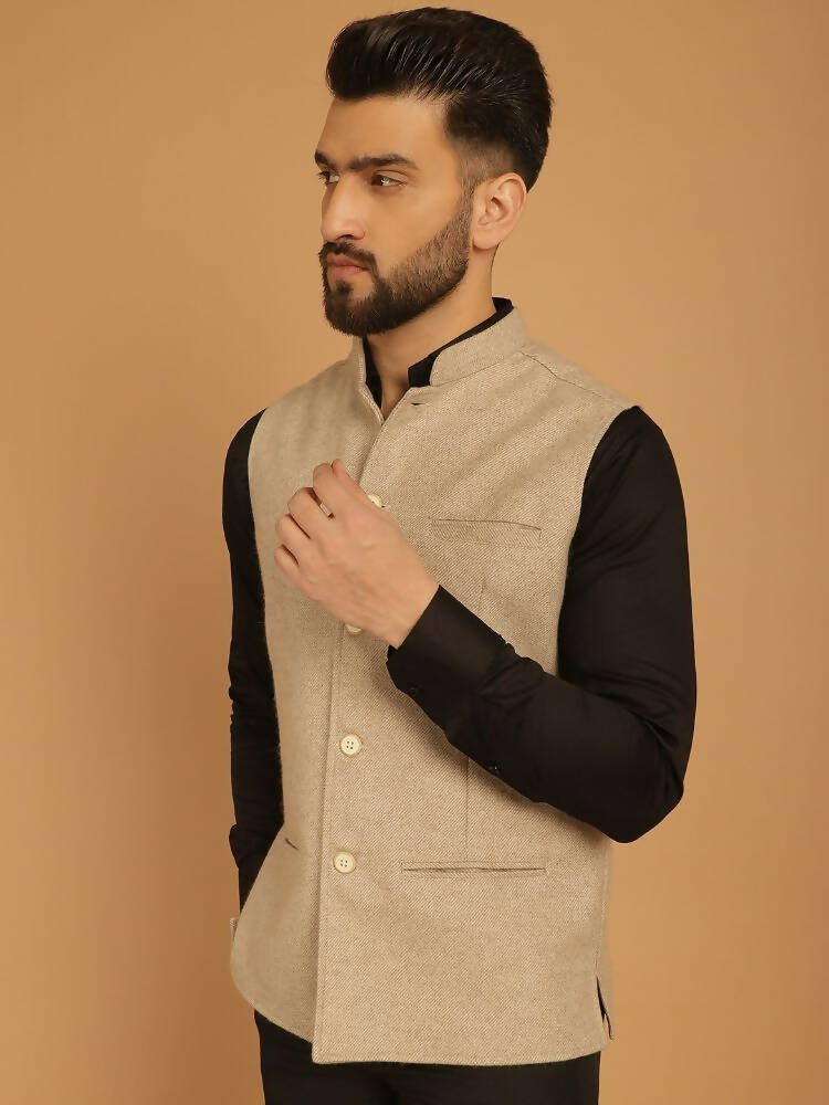 Even Apparels Pure Wool Nehru Jacket - Off White - Distacart