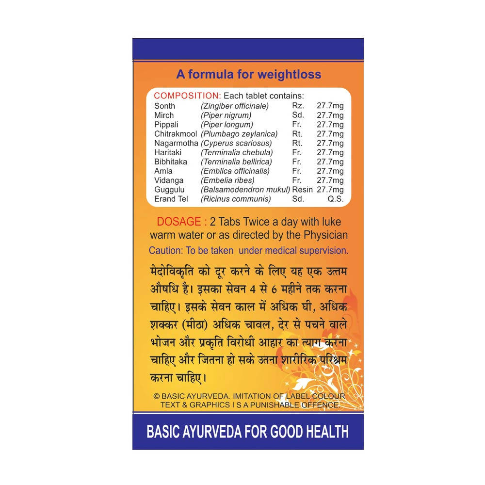 Basic Ayurveda Medohar Guggulu Ingredients