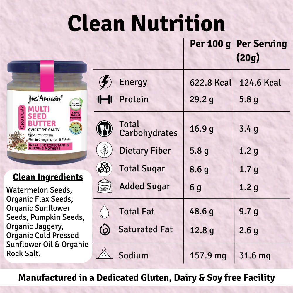 Jus Amazin Multi seed Butter Sweet N Salty - Distacart