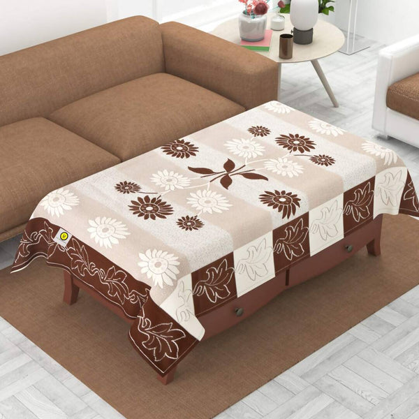 Yellow Weaves Polyester Floral Designer Rectangular Center 4 Seater Table Cover - Brown - Distacart