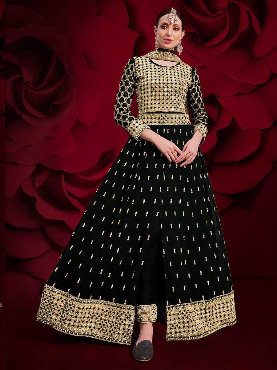 Myra Black Heavy Embroidered Pant Style Anarkali Suit - Distacart