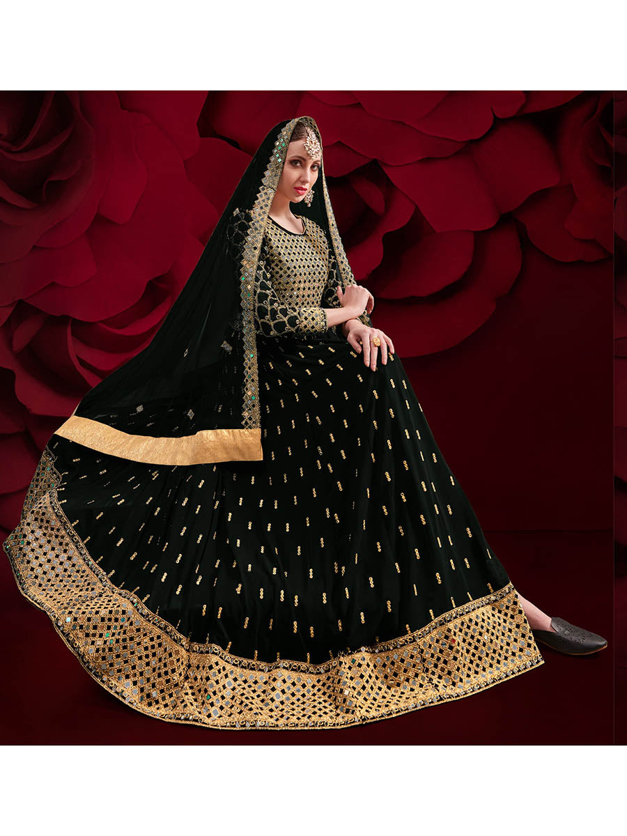 Myra Black Heavy Embroidered Pant Style Anarkali Suit - Distacart