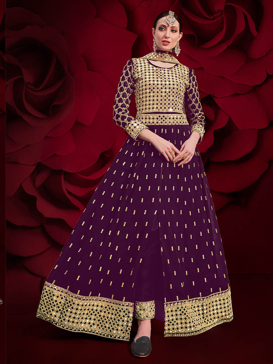 Myra Violet Heavy Embroidered Pant Style Anarkali Suit - Distacart