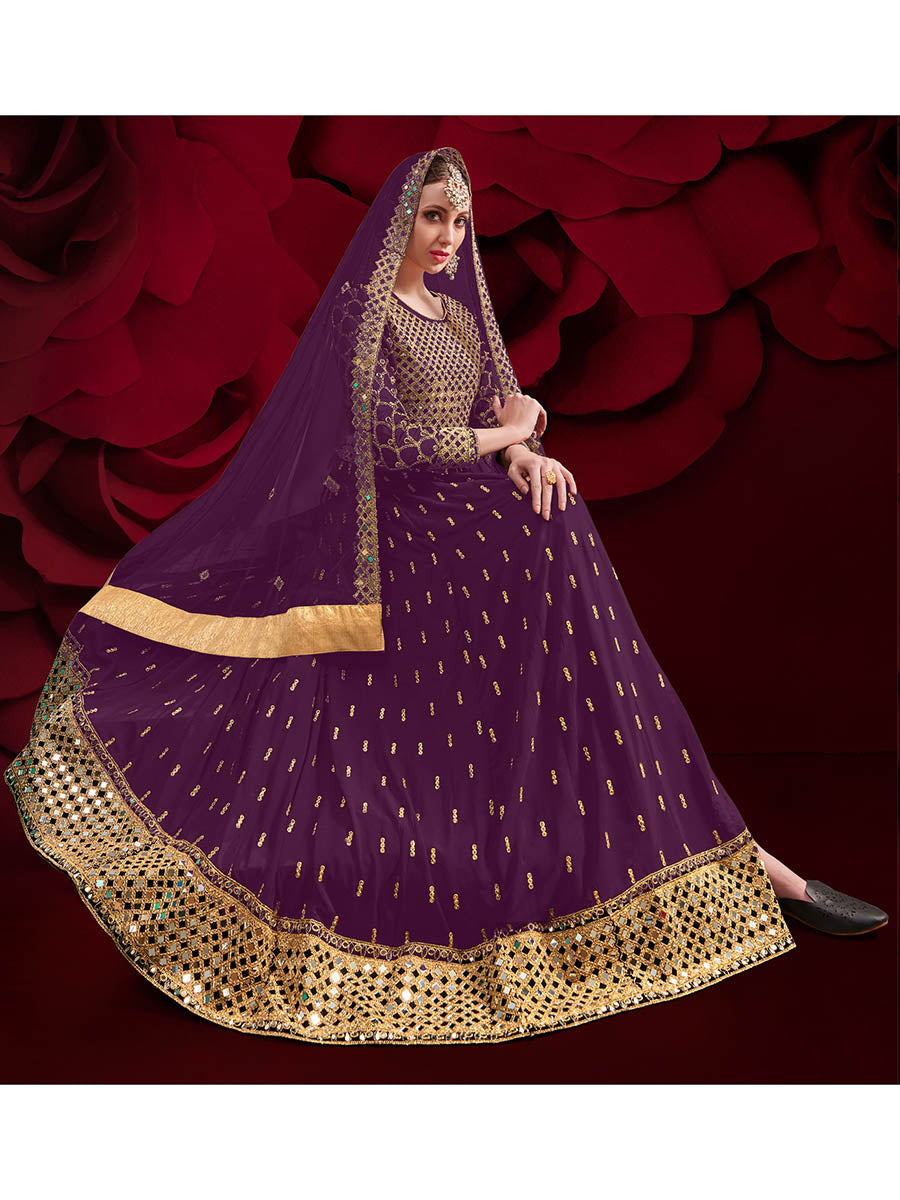Myra Violet Heavy Embroidered Pant Style Anarkali Suit - Distacart