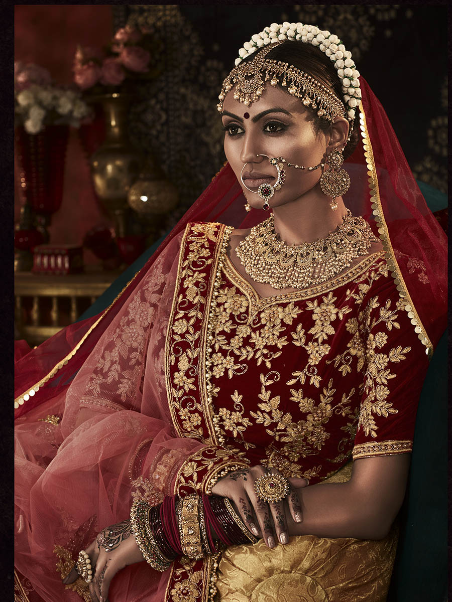 Myra Red Heavy Embroidered Bridal Designer Lehenga - Distacart