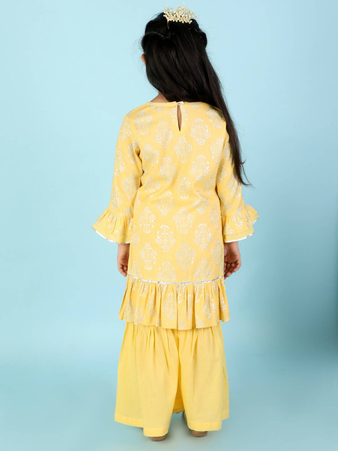 Lil Drama Girls Kurta With Sharara Set - Yellow - Distacart