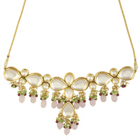 Thumbnail for Peryl Women's Handcrafted Kundan Pastel Beaded Necklace With Earrings - Distacart