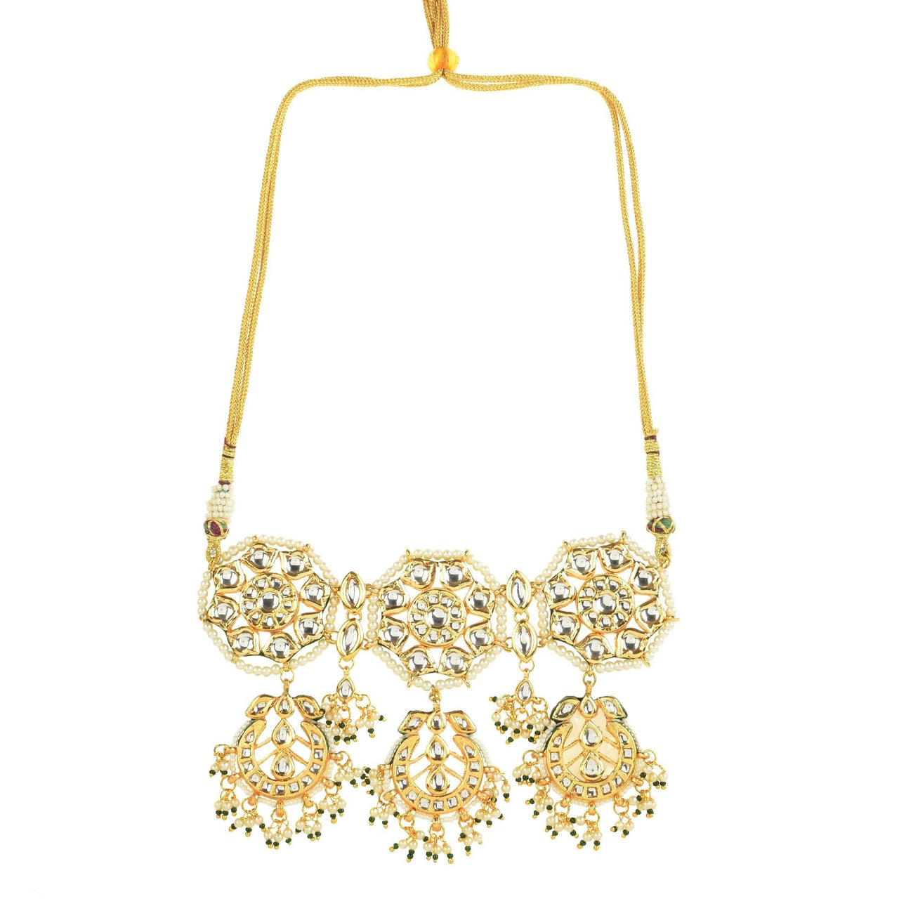 Peryl Women's Kundan Inspired Pearl Necklace With Earrings - Distacart