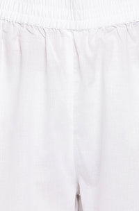 Thumbnail for Janasya Women's White Cotton Botanical Print Kurta With Palazzo And Dupatta - Distacart
