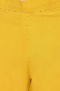 Thumbnail for Janasya Women's Mustard Rayon Solid Kurta With Pant And Dupatta - Distacart