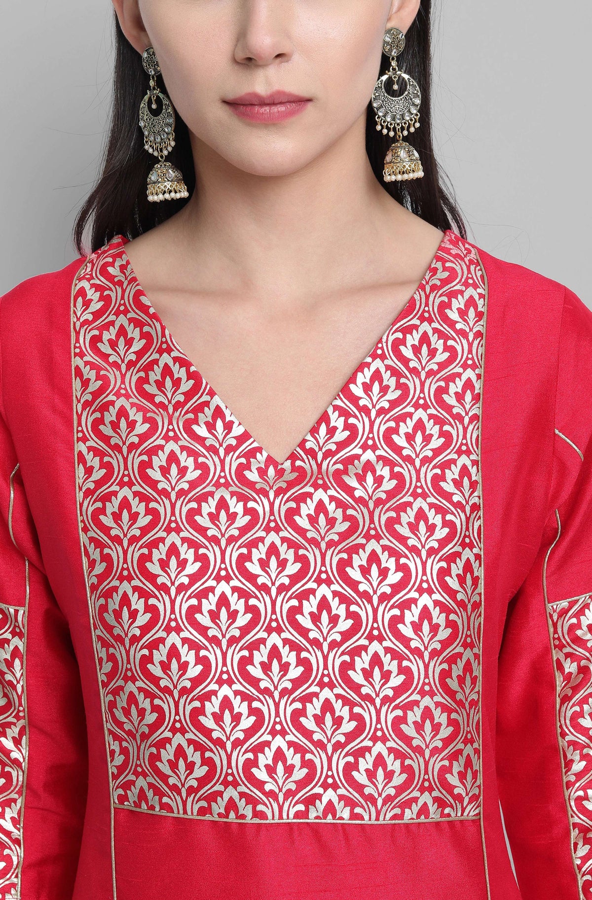 Janasya Women's Pink Poly Silk Floral Printed Straight Festive Kurta Set - Distacart