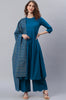 Janasya Women's Blue Cotton Solid Kurta With Palazzo And Dupatta - Distacart