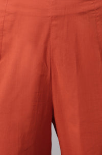 Thumbnail for Janasya Women's Orange Cotton Striped Kurta With Pant And Dupatta - Distacart