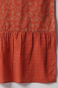 Thumbnail for Janasya Women's Orange Cotton Striped Kurta With Pant And Dupatta - Distacart