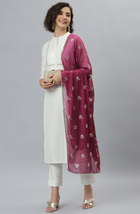 Thumbnail for Janasya Women's White Poly Silk Solid Kurta With Pant And Dupatta - Distacart