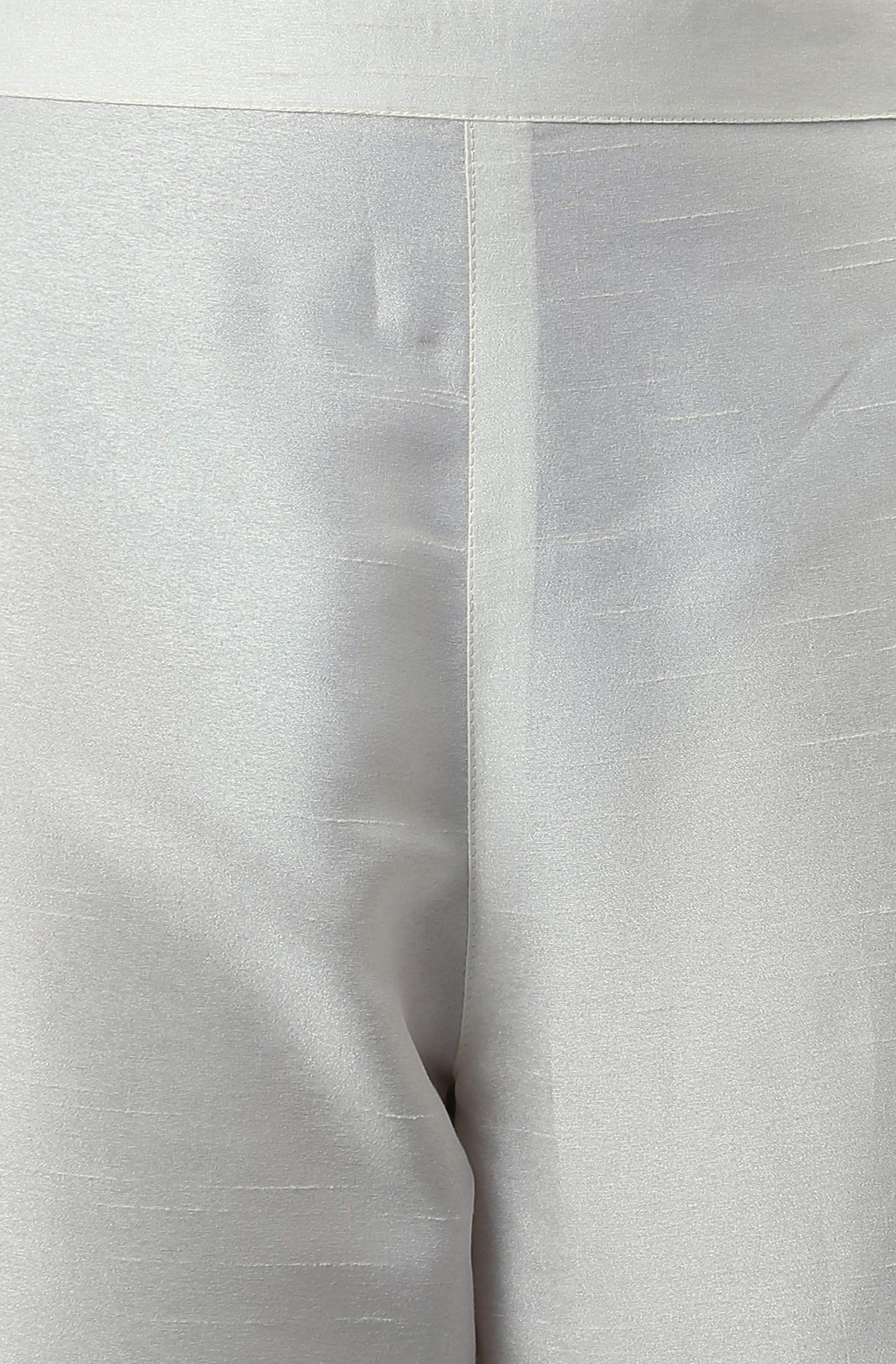 Janasya Women's White Poly Silk Solid Kurta With Pant And Dupatta - Distacart