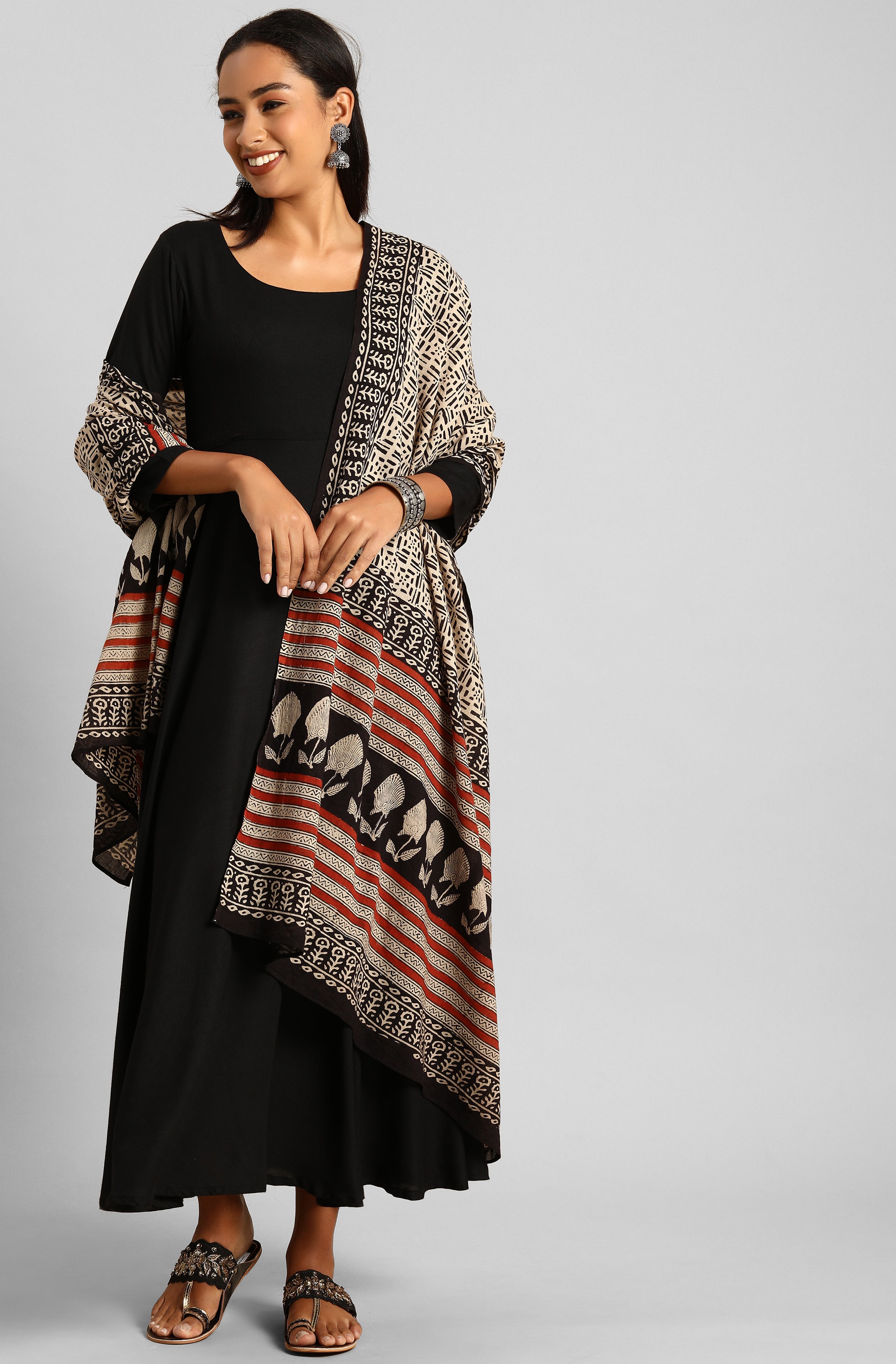 Janasya Women's Black Rayon Solid Kurta With Dupatta - Distacart