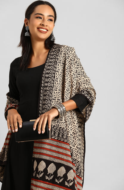 Janasya Women's Black Rayon Solid Kurta With Dupatta - Distacart