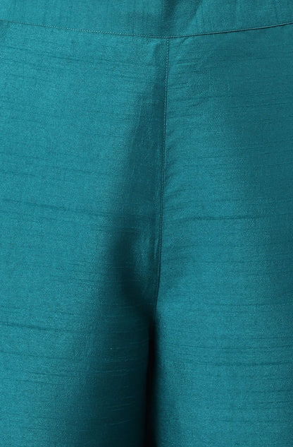 Janasya Women's Teal Poly Silk Solid Straight Casual Kurta Set - Distacart