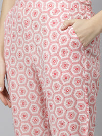 Thumbnail for Janasya Women's Pink Cotton Floral Print Kurta With Pant And Dupatta - Distacart
